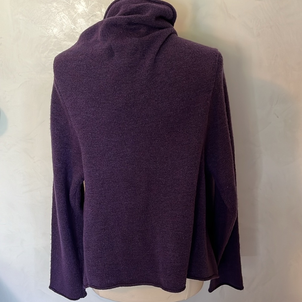 Terry Lewis Purple sweater cardigan wrap w/button & Fringe clip Size Large - Picture 4 of 12